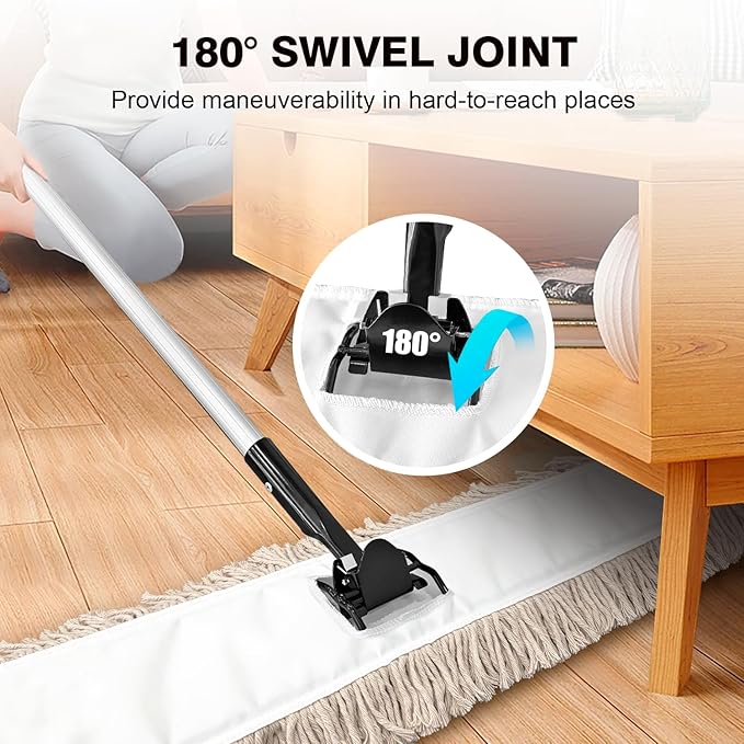 Commercial Dust Mop & Floor Sweeper，55" Industrial Dry Mop with Heavy Duty Long Handle, Premium Cotton Dust Mop Head for Hardwood Floors, Industrial, Commercial, and Residential Cleaning