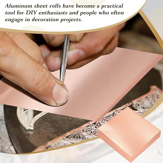 150 Packs Aluminum Metal Crafts DIY Foil 6 Inch x 6 Inch x 0.07 mm Thick for Art Project Aluminum Flashing Roll Wide Sheet Multipurpose Metal Sheets(Bronzer)
