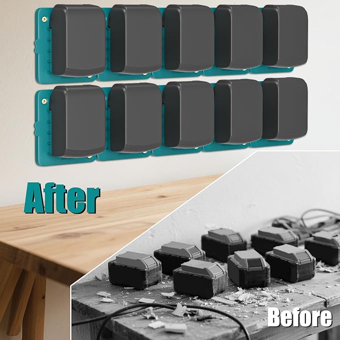 Battery Holder Mount Compatible for Makita 18V Battery Dock Holder Fit for BL1860 BL1850 BL1840 BL1830 Batteries - 10 Pack