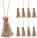 ULTNICE Mini Broom Hanging Witches Prop Broom with Rope Straw Broom Wizard Decor 12pcs