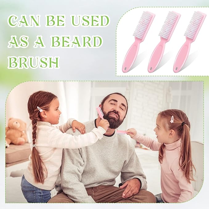Patelai 12 Pcs Barber Clipper Brush Blade Trimmer Cleaning Brush for Fades Nail Neck Duster Manicure Salon(Light Pink)