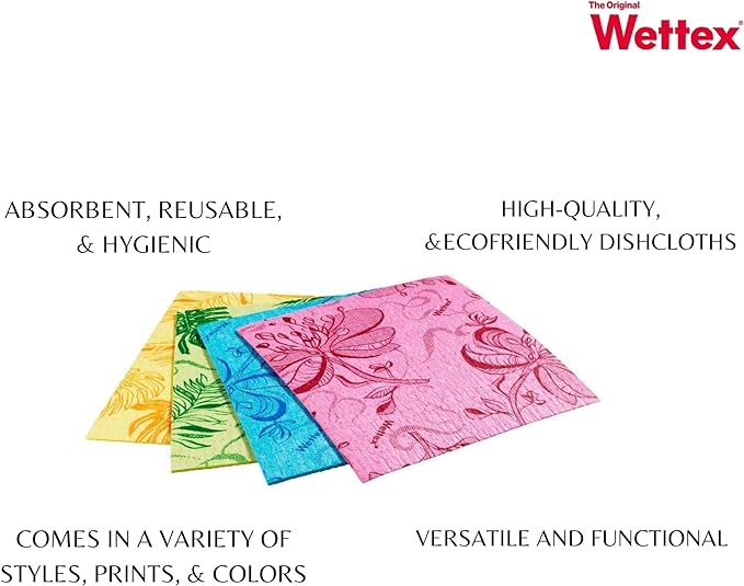 Wettex The Original 14 Pack Swedish Dishcloth for Kitchen - Eco Friendly Reusable Paper Towels - Assorted Dish Cloths for Washing Dishes