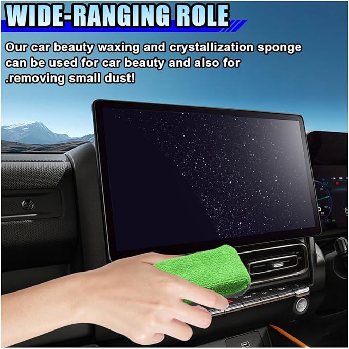 12PCS Ceramic Coating Applicator Sponge, 4.13'' x 1.84'' Microfiber Car Detailing Applicator Pads, Rectangular Car Foam Cleaning Pad, Auto Polishing Pad for Wax, Paint, Sealant (Green)