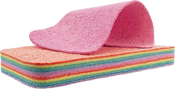 Eurow Super Absorbent 12-Layer Microfiber Sponge Block, Tearable for Multiple Uses, Cleans Kitchen, Bathroom & More, Durable, Reusable, Soft When Wet, Multi-Color Rainbow Design for Easy Cleaning
