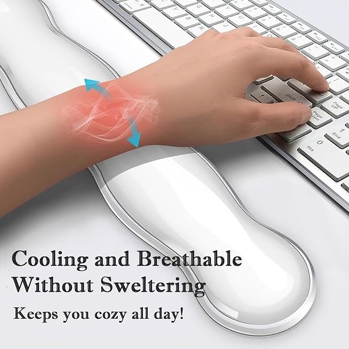 Wrist Rest for Keyboard and Mouse, Ergonomic Gel Keyboard Wrist Rest for Effortless Typing & Pain Relief, Cool Silicone Gel Wrist Support Pad for Gaming, Computers, Laptops, Office