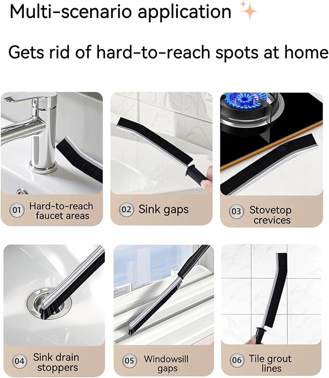 5 Pcs Crevice Cleaning Brush,Crevice Cleaning Tool,Cleaning Tools,Small Brushes for Cleaning,Grout Cleaner Brush,Cleaning Brush,Crevice Brush,Grout Scrubber,Hard Bristle Brush,Gap Brush