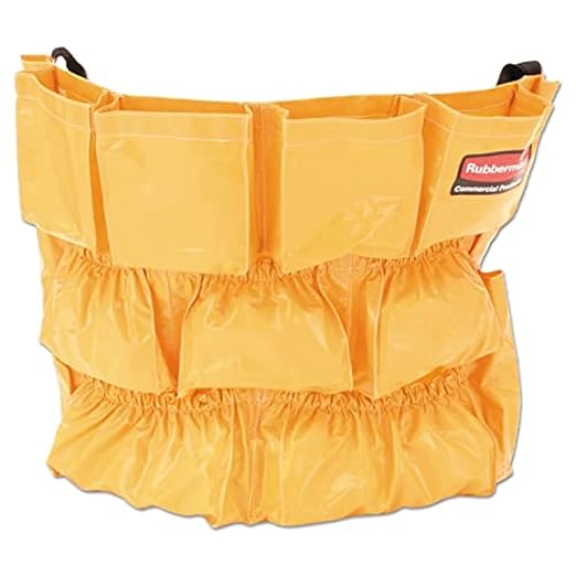 Rubbermaid Commercial Products Supply Organizing Caddy for Brute Trash Cans Yellow Tool Organizer Storage for Spray Bottles/Paper Towels/Gloves/Scrub Brush 1 Count