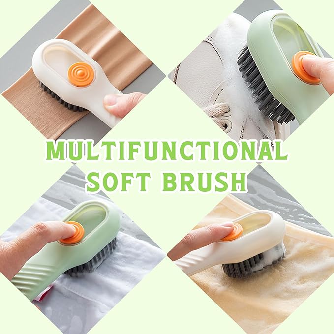 Soap Dispenser Scrub Shoe Brushes for Cleaning, Multi Function Liquid Adding Soft Fur Cleaning Brush for Stains, Shoe Scrubber Brush, 2 Pack