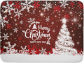 Happy New Year Red Dish Drying Mat for Kitchen Counter,Merry Christmas Tree Snowflake Drying Mat 18 x 24 Inch with High Absorbent Reversible Microfiber Dish Drying Pad Drainer Mat for Coffee Bar