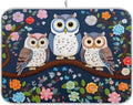 Dish Drying Mat Kitchen Counter Absorbent Three Owls Coffee Sink Mat Dish Drainer Pad 18 Inch x 24 Inch