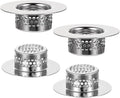 4 Pcs Bathroom Sink, Bathtub Drain Cover Drain Strainer Hair Catcher Stainless Steel Drain Filter for Shower Vanity Laundry Utility RV Sink (Fits 1.25" to 1.6" Hole)