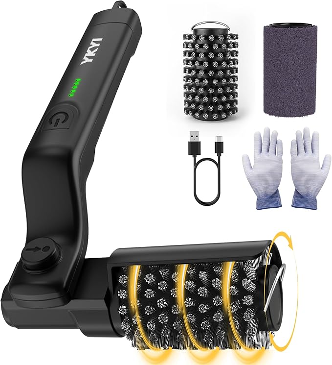 YKYI Electric Grill Brush for Outdoor Grill - Cordless BBQ Cleaner with 3-Setting Speed Control, 180° Rotating Head & Heat Resistant Shell, Grill Scrubber for Gas Charcoal Pellet Cast Iron (Black)