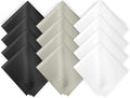 Microfiber Cleaning Cloth 12-Pack Individualy Packed (6"x 7") Glasses Cleaning Cloths for Eyeglasses Phone Computer Screen Laptop Camera Lenses (4 Black, 4 Grey, 4 White)