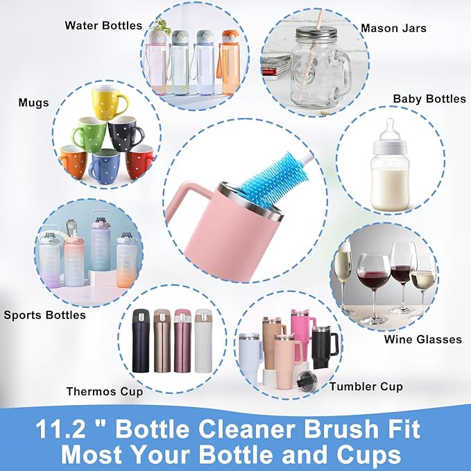 XANGNIER 5 Pcs Water Bottle Cleaner Brush Set for Hydrojug 20 oz/32 oz/40 oz Cup,Multifunctional Bottle Brush and Long Straw Cleaner Brush,Cleaning Kit for Owala/Stanley/Yeti Tumbler Cup Accessories
