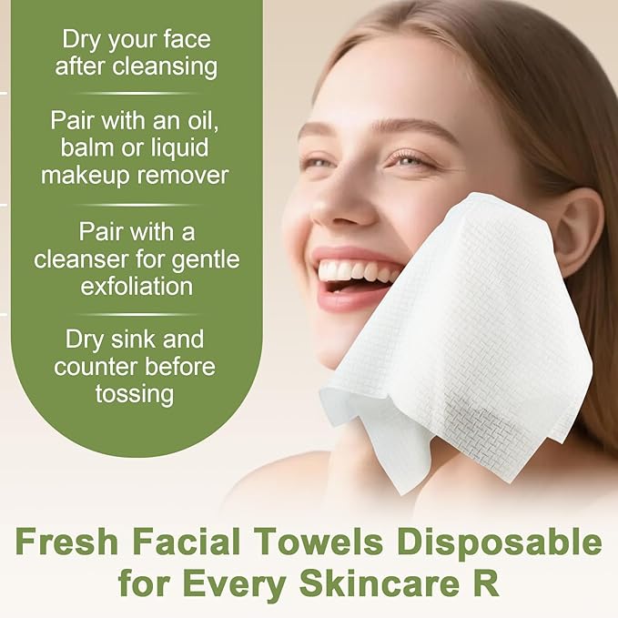 KODAMO Disposable Face Towels – 2 Pack (100 Count) – Ultra Soft & Thick Biodegradable Makeup Remover Cloths – Lint-Free Facial Cleansing Cloths in Paper Box