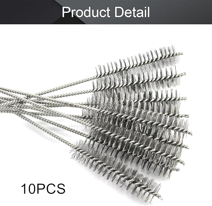 Utoolmart Steel Wire Cleaning Brush, Spiral Power Tube Brush, Steel Wire Tube Brush Cleaning Tool, Tube Bottle Brush, 1.0-inch Diameter 12-inch Length, 10pcs