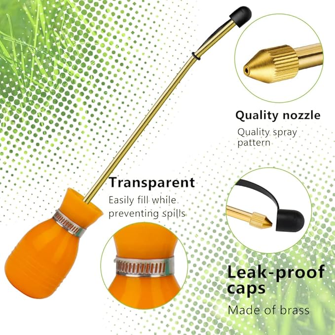 Powder Duster - Large Diatomaceous Earth Bulb Duster Applicator with Long Copper Tube Garden Puffer for Multi-Purpose Indoor and Outdoor Use (Orange)