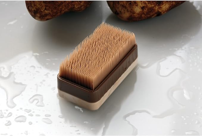 HIC Kitchen Potato Brush and Vegetable Scrubber, Dual-Textured Bristles, Set of 2