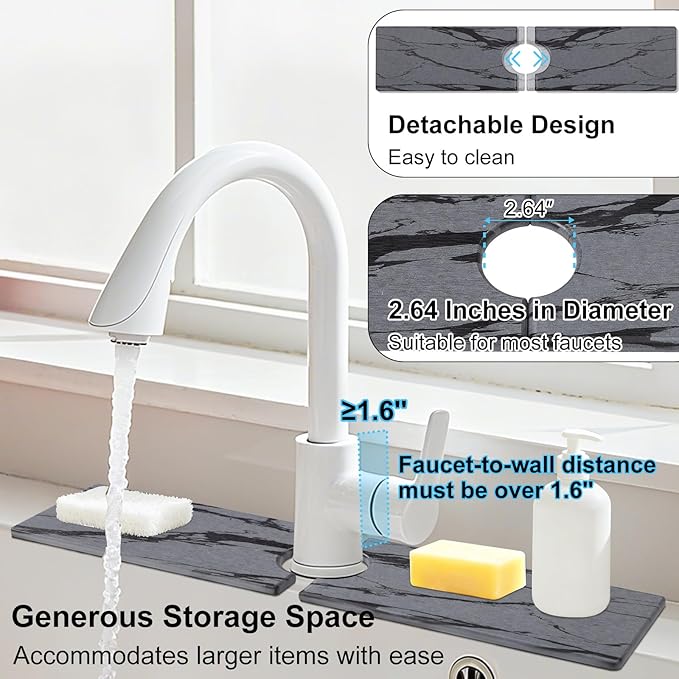 3 PCS Large Stone Dish Drying Mat for Kitchen Counter, Quick Dry Stone Dishes Mats, Sink Faucet Mat, Marble Water Absorbing Diatomaceous Earth Drying Pad for Countertop Tableware, Bottles, Cups