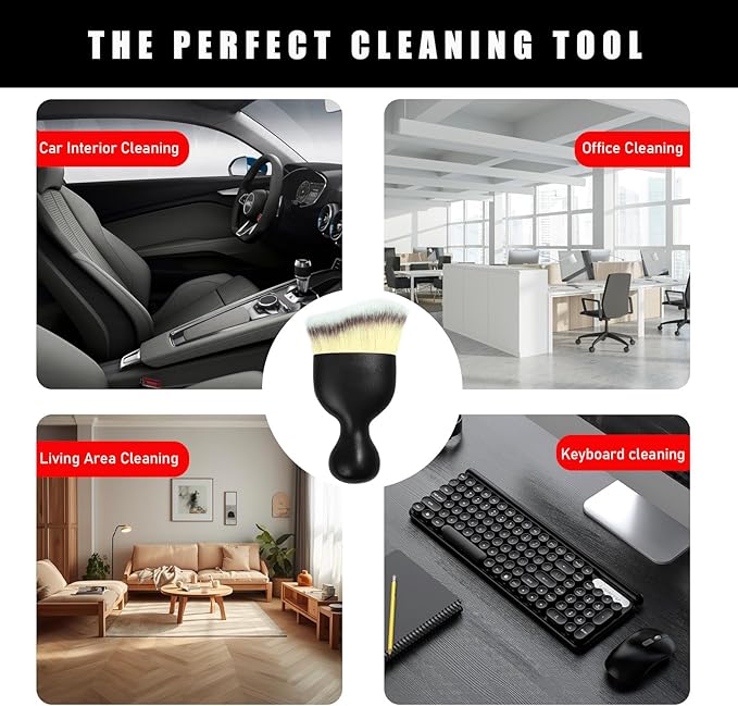 2PCS Car Interior Dust Brush, Soft Scratch Free Auto Detailing Brushes, Universal Vehicle Interior Cleaning Tool for Automotive Dashboard, Air Vents, Leather (Beige)