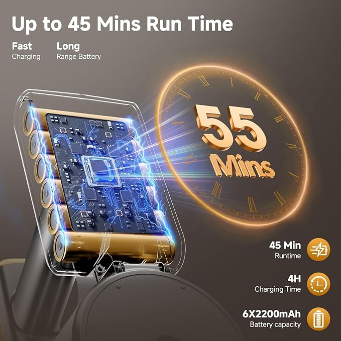 Cordless Vacuum Cleaner, 8 in 1 40Kpa 55Mins,Lightweight Vacuum Cleaners for Home, Stick Vacuum with Anti-Tangle Brush,Wall Mount, Rechargeable Cordless Vacuum for Floor/Sofa/Pet Hair,Golden