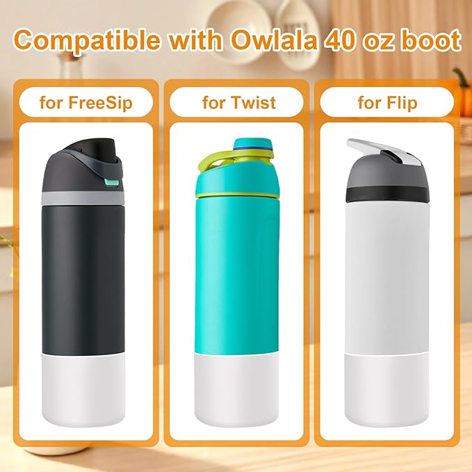 ( 2pcs)Silicone Water Bottle Boot and Bottle Drying Rack Compatible with Owala 40oz,Bottom Bumper Protector/Anti-Slip/Prevent scratches/Drying Rack Saves Space/Compatible with FreeSip Bottles,White