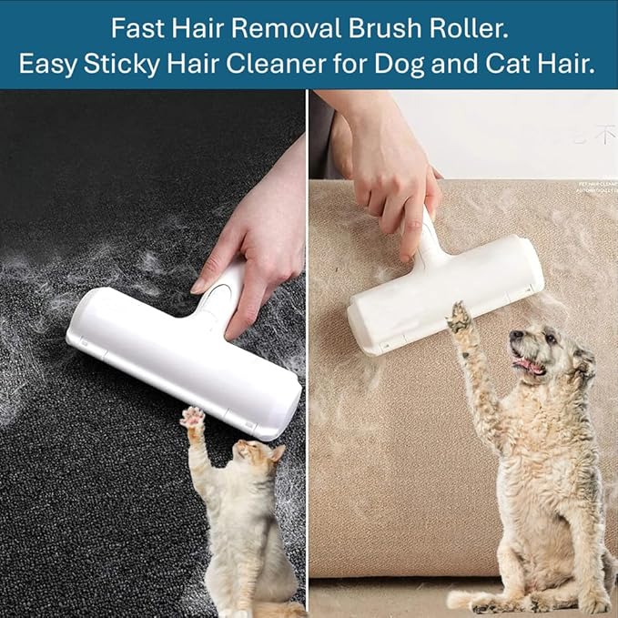 Pet Hair Remover Roller – Reusable Lint Roller for Dog & Cat Fur – Self-Cleaning Animal Hair Removal Tool for Furniture, Couch, Carpet, Bedding, Car & Clothing – No Sticky Tape Needed