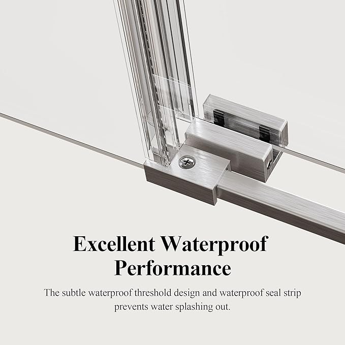 46-48" W x 76" H Frameless Sliding Shower Door, Safety Bathroom Single Sliding Glass Doors with 5/16" (8mm) SGCC Tempered Glass, Stainless Steel Towel Rail and Auxiliary Handle, Brushed Nickel