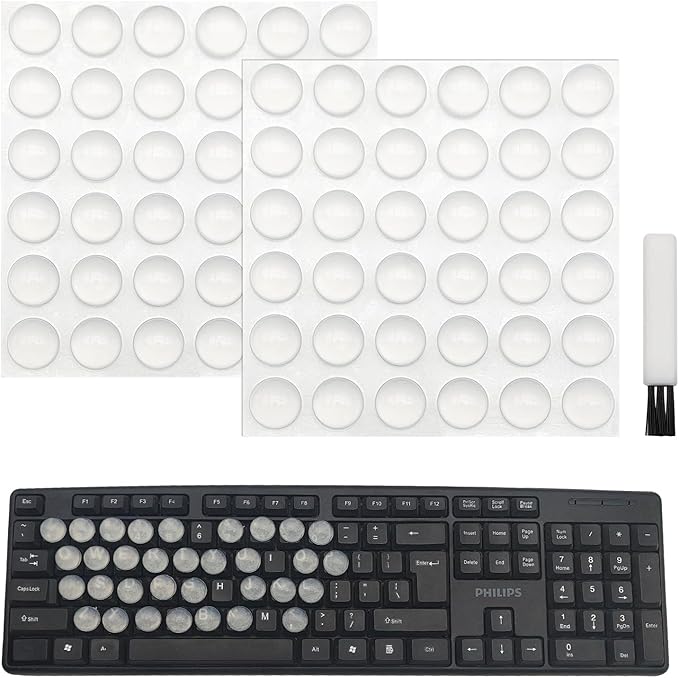 72 Pcs Raised Keyboard Sticker for Long Nails, with cleaning brush, Adhesive Keycap Riser for Nail Art Protective Keycap Bubbles Silicone Sticky Pad Suitable for Tying and Gaming, Hemispherical