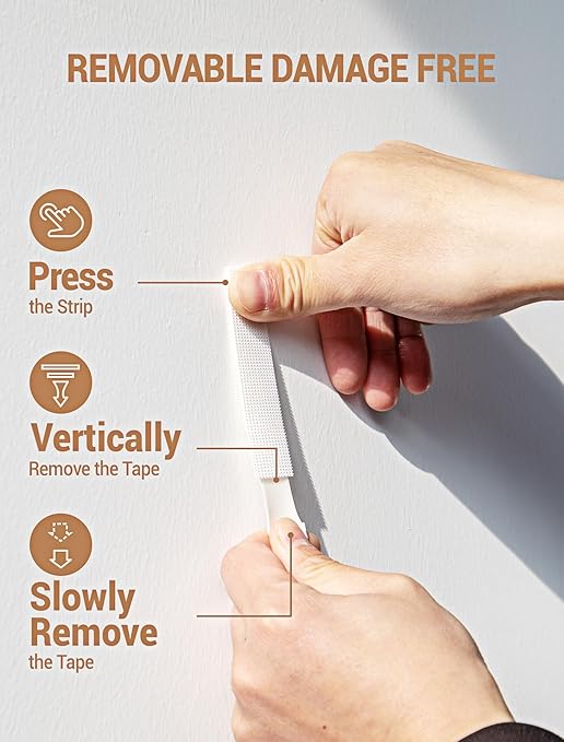 Heavy Duty Large Picture Hanging Strips, 30-Pairs (60 Packs) Adhesive Picture Hangers, No Damage Wall Hanger Without Nail, Poster Hanger Strips, Picture Hanging Hooks for Wall Decoration