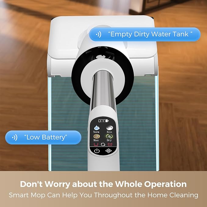 Wet Dry Vacuum Cleaner, 17000Pa Cordless Vacuum Mop Combo for Hard Floors, 180° Lay-Flat Design with Edge Cleaning, Self-Cleaning Floor Washer, Up to 45 Min Runtime, LED Display & Voice Prompts