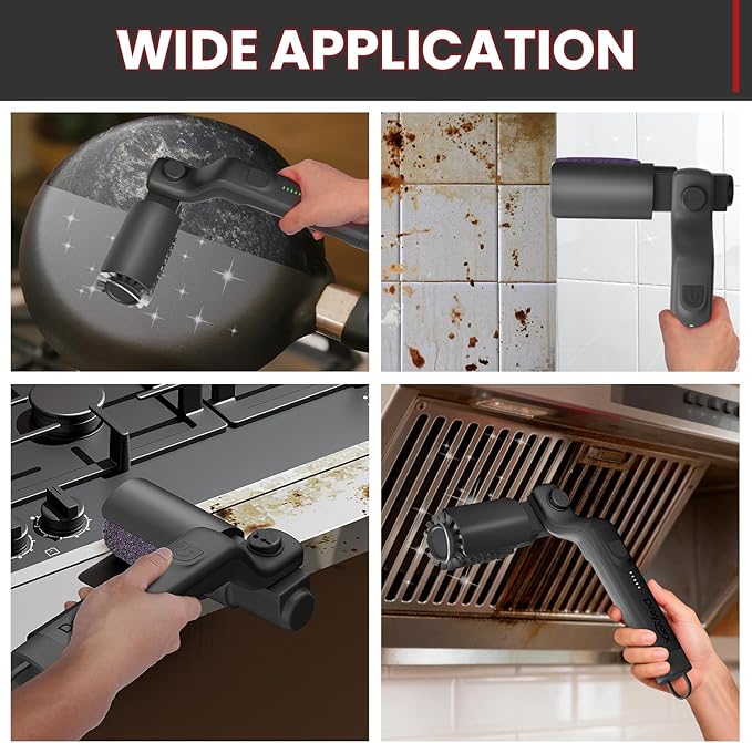 Electric Grill Brush, Cordless Electric BBQ Grill Cleaner with Powerful Motor, Rechargeable Grill Cleaning Brush for Burnt-On Grease & Grill Grates
