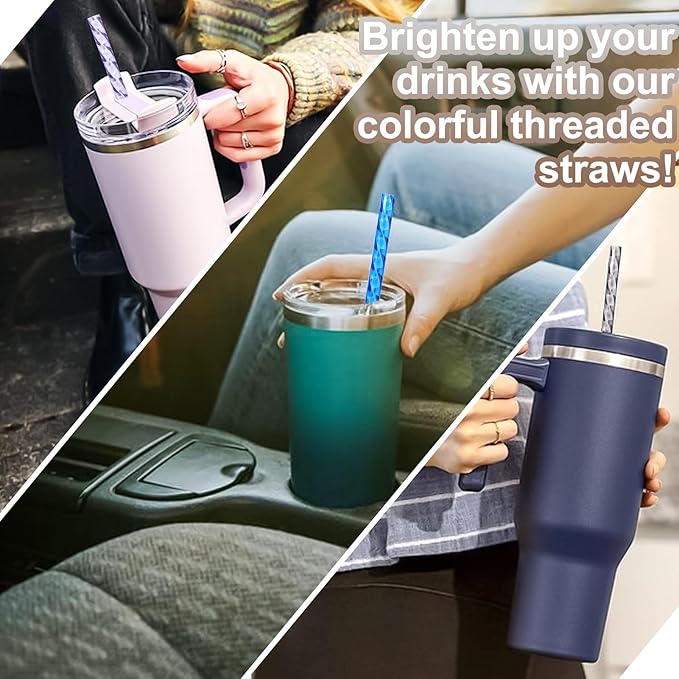 Reusable Straws for Stanley Cup Replacement,12 Inch Plastic Extra Long Straw for 40/30 oz Tumbler,Clear Hard Drinking Straws for Stanley,10mm Large Wide Water Bottle Straw for Stanley Cup Accessories