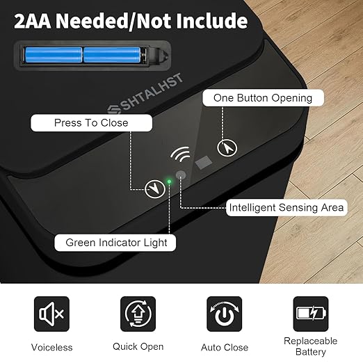 3 Pack Bathroom Trash Can with Lid, 2.5 Gallon Small Slim Trashcan, Automatic Trash Can Touchless, Motion Sensor Waterproof Plastic Trash Bin for Bedroom Kitchen Office Living Room (Black+Gray+White)