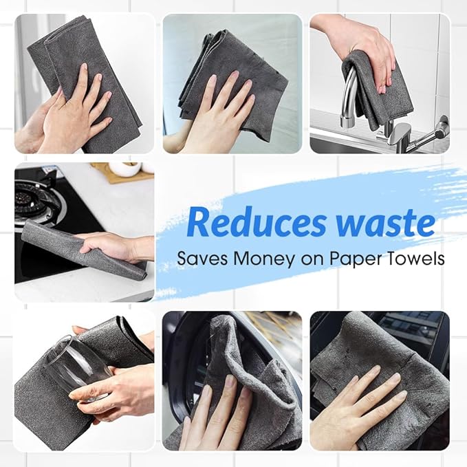 Multifunctional Magic Cloth, Reusable Thickened Magical Cleaning Cloth, Streak Free Magical Microfiber Cleaning Cloth, Suitable for Glass,Window, Kitchen, Cars (10PC)