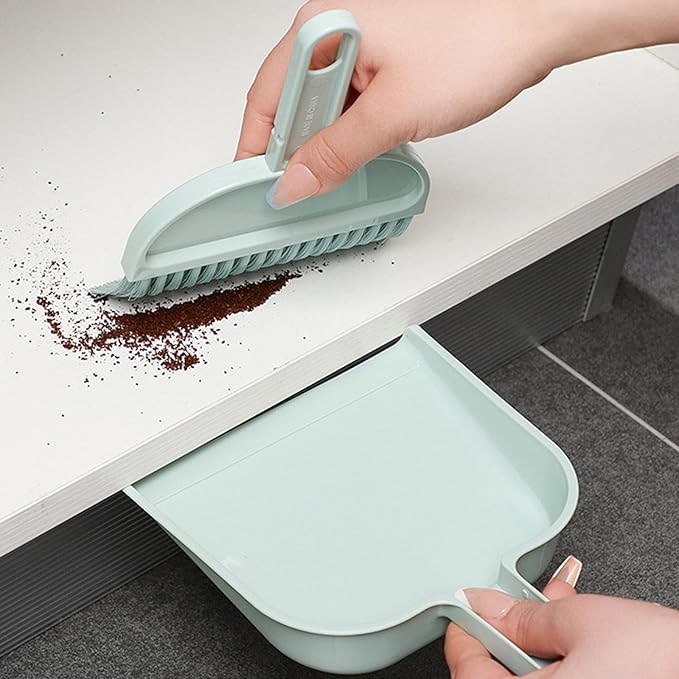 Dust Pan, Compact Lightweight Household Mini Dustpan and Brush Set with Handle,Mini Portable Handheld Dust Pan and Brush Set for Outdoor Sweeping Cleaning Pet Camping Table Keyboards Indoor Desks