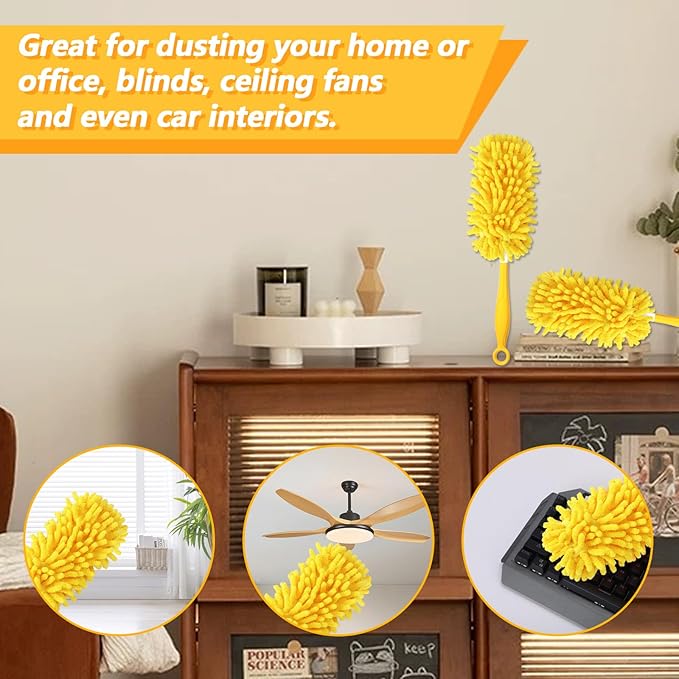 Reusable Duster Refill Compatible with Swiffer Hand Duster - 360 Heavy Duty Dusters Refills - Microfiber Ceiling Fan Duster for Swiffer Dusters Extended Handle, 6 Pack(Handle is Not Included)