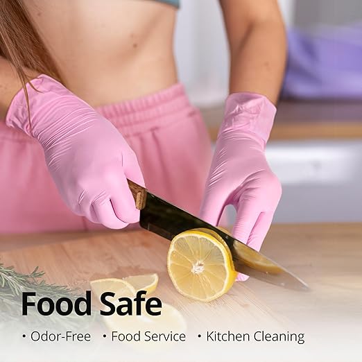 Disposable Gloves - Pink, Latex-Free, Powder-Free, 1000-ct Case (XL) - Ideal for Cleaning & Esthetician Use