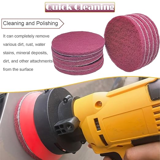 10 PCS 5 Inch 400 Grit Scrubber Scouring Pads Flocking Scuff Pads -Hoop and Loop Scuff Pads Conditioning Discs Polishing Pad for Furniture Automotive Cleaning, Rust Removal