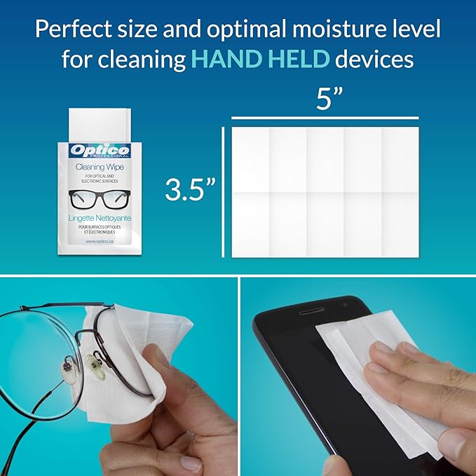 Pre-Moistened Cleaning Wipes - Premium Quality Cleaner for Eyeglasses, Screens, and Camera Lenses - No Spray Bottle or Microfiber Cloth Needed (99 Pack)