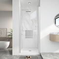 KPUY Pivot Shower Door, 34-36" W x 72" H Frameless Single Swing Glass Shower Door with Explosion-Proof Film Nano Coating, 1/4" (6mm) Thick Tempered Clear Glass, Brushed Nickel