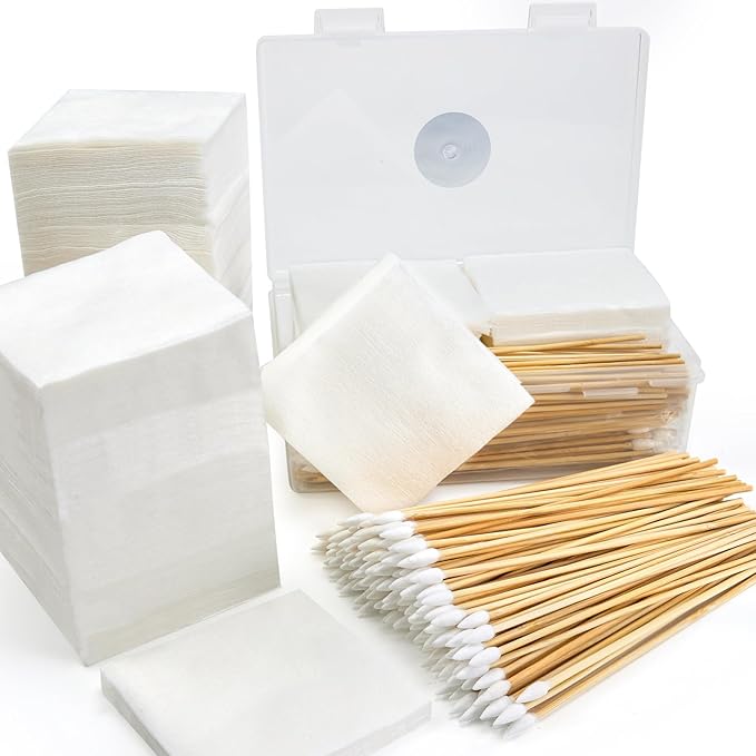 PINGMIC Gun Cleaning Supplies - Gun Cleaning Patches and Long Cotton Swabs Set, 6" Cotton Swabs, Lint Free Cloth Fit Most Caliber Firearms
