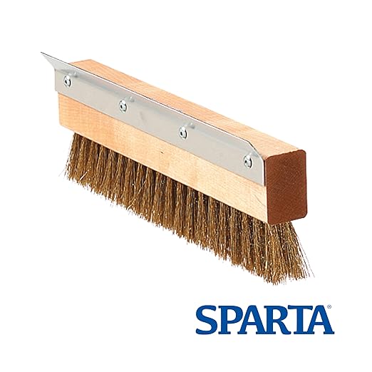 SPARTA Pizza Oven Brush Replacement Head with Crimped Brass Bristles and Stainless-Steel Scraper, Durable, Ideal for Commercial Kitchens, 10 Inches, Wood