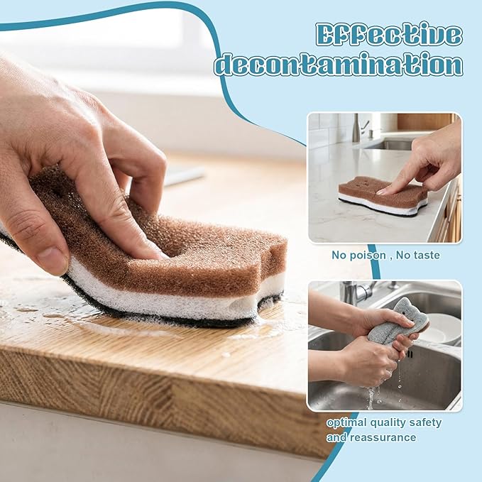12 Pcs Cat Kitchen Sponges for Dishes Double Sided Cleaning Dish Scrub Sponge Bulk Reusable Non Scratch Scrubbers for House Cleaning Dishwashing(Cat,Grey,White,Blue,Black)