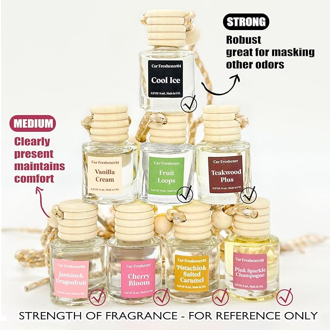 Car Air Freshener Hanging, Cherry Bloom Fragrance Oil Air Diffuser for Car, Long Lasting Car Air Fresheners, Made in USA (2 Pack)