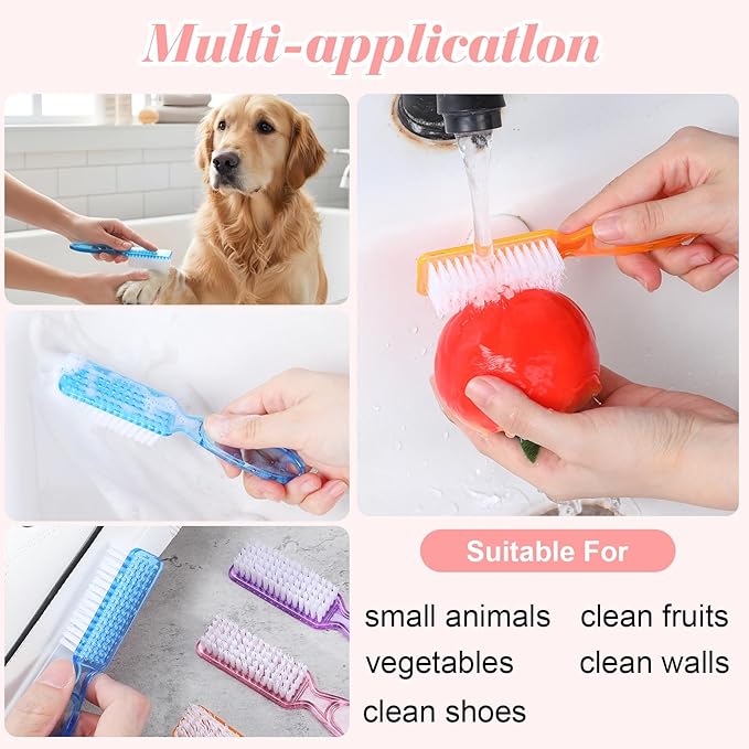 60 Pcs Nail Scrubber Brushes Bulk Handle Grip Manicure Brushes for Cleaning Fingernails Pedicure Cleaning Brush for Toes and Fingernail Cleaning(6 Colors)