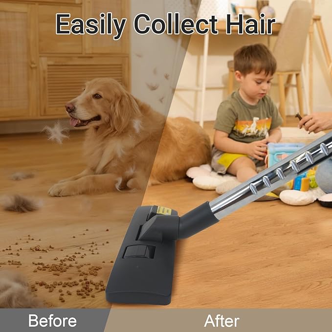 EZ SPARES Universal Vacuum Cleaner Floor Brush Attachment,Compatible with Most Brand,Hoover, Eureka, Rainbow,Shop VAC,Nozzle Tool, 2-in-1 for Hard Floor&Carpet (With An Adapter and Mini Clean Brush)