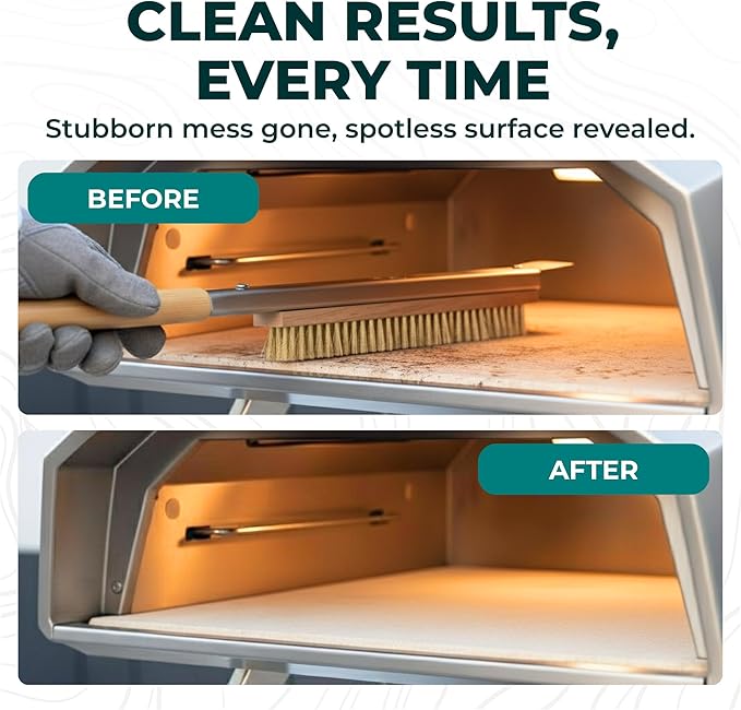 Urban Whisk 26" Pizza Oven Brush with Scraper – Heat Resistant Pizza Brush for Pizza Oven with Stainless Steel Bristles | Pizza Stone Brush for Cleaning Residue & Ash, Extra Long Handles & Spare Head