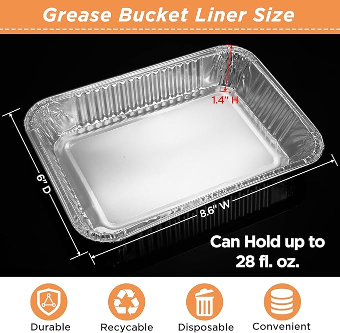 30 Pack Weber Grills Compatible Drip Pans 6415 for Weber Grills Spirit Gas Grills, Q Grills, Genesis and Genesis II LX 200 300 Series Disposable Aluminum Foil Grease Trays 6 x 1.4 x 8.6 Inches