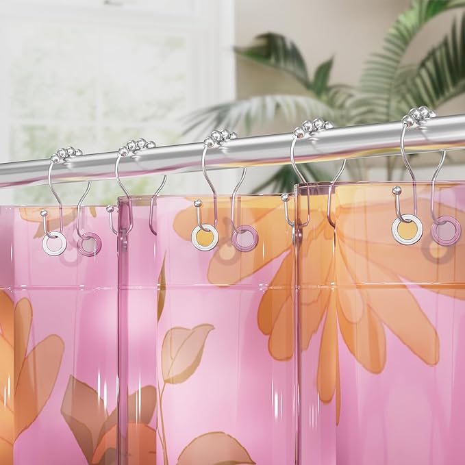 AmazerBath Shower Curtain Hooks, Shower Curtain Rings, Metal Chrome Shower Curtain Hooks Rust Proof, Smooth Glide Double Shower Hooks for Shower Curtain, Shower Rod Hooks 12Pcs